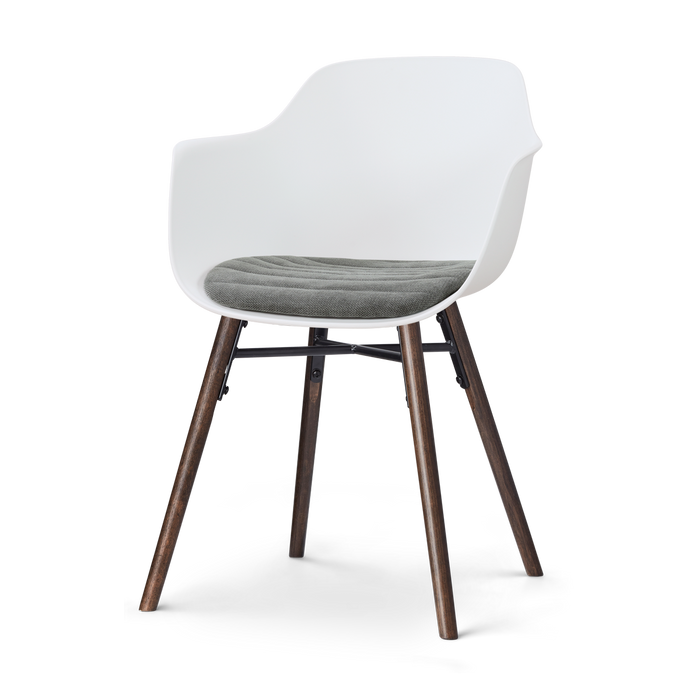 Nolon Nena-Liz Eetkamerstoel Wit met Zeegrijs Zitkussen - Walnoot