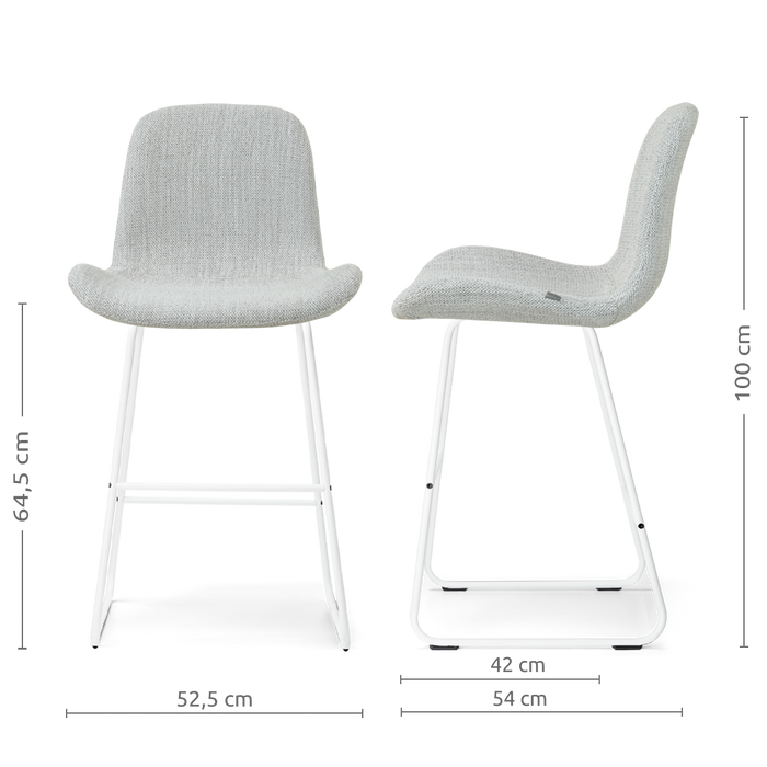 Nolon Nino-Fé Barkruk Grijs Melange - Wit Onderstel - 65 Cm