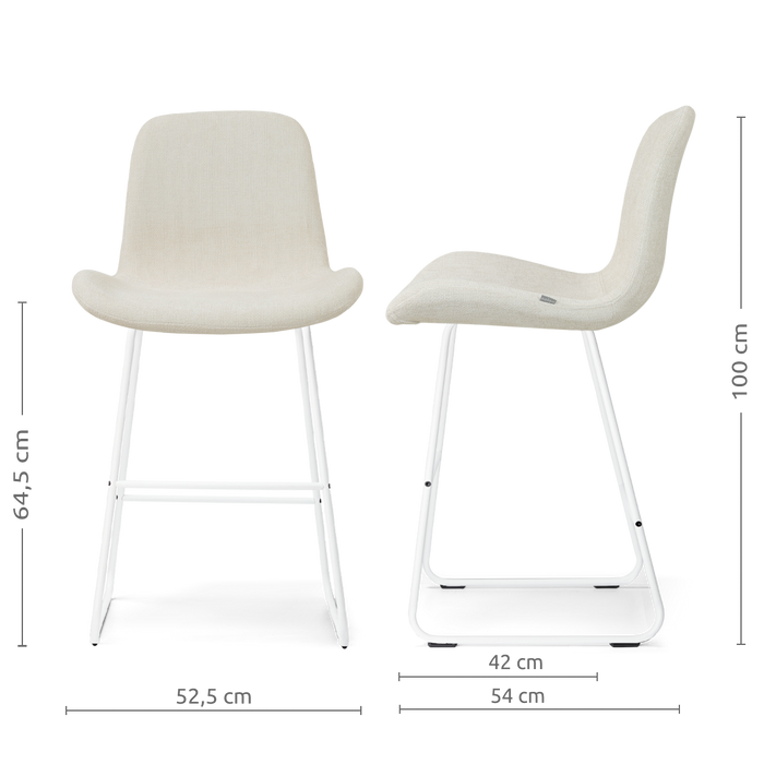 Nolon Nino-Fé Barkruk Cottonbeige - Wit Onderstel - 65 Cm