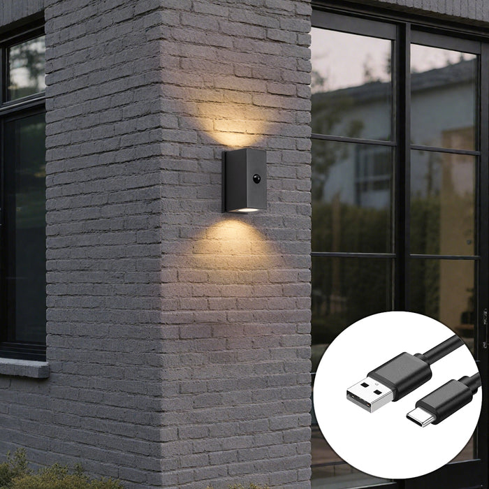 QAZQA Wandlamp zwart 4-stap sensor magnetisch incl. LED oplaadbaar -