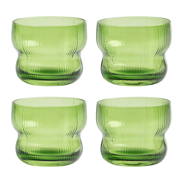 &k amsterdam Circus Glazen - Set van 4 - Groen