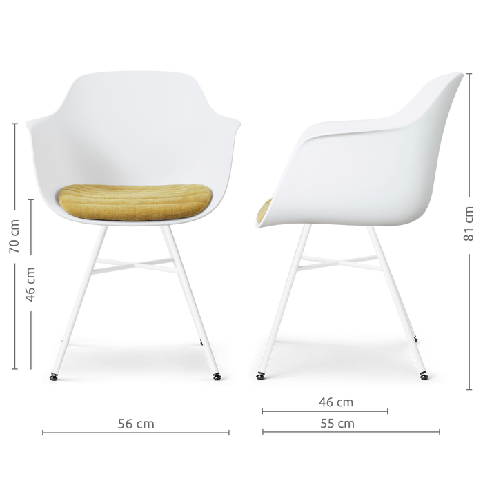 Nolon Noa-Liz eetkamerstoel wit met warm oker zitkussen - wit