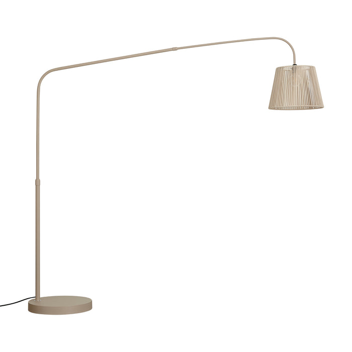 QAZQA Japandi buiten vloerlamp beige met beige kap van touw  IP44 -