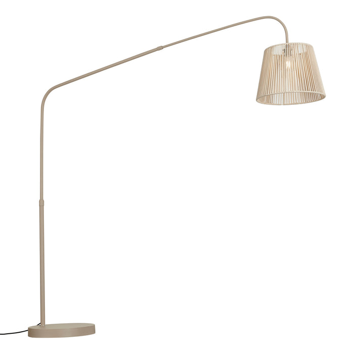QAZQA Japandi buiten vloerlamp beige met beige kap van touw  IP44 -