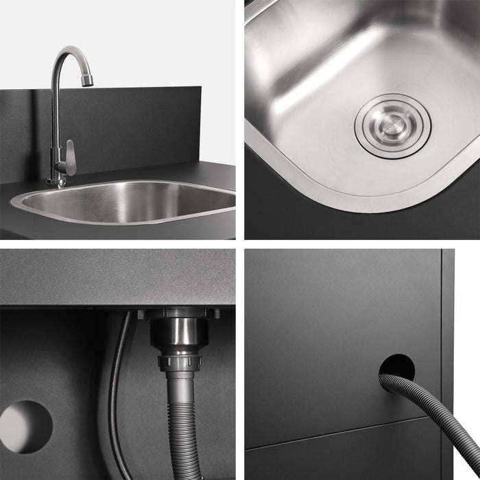 sweeek - Stalen buitenkeuken 3 modules met gasbarbecue 4 branders