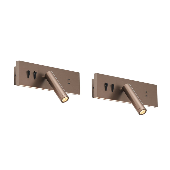 QAZQA Set van 2 moderne wandlampen donkerbrons verstelbaar met USB-C