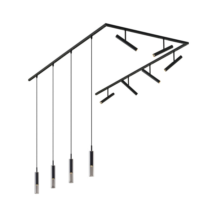 QAZQA Modern railsysteem zwart met 6 spots en 4 hanglampen zwart