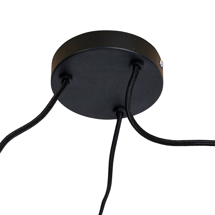 QAZQA Hanglamp zwart met rode kap en gouden binnenkant 35cm 3-lichts