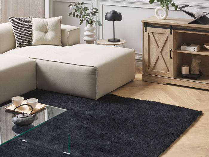 Beliani-DEMRE -Shaggy vloerkleed-Zwart-200 x 300 cm-Polyester