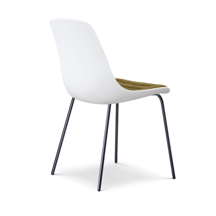 Nolon Nora-Liv eetkamerstoel wit met mosgroen zitkussen - zwart