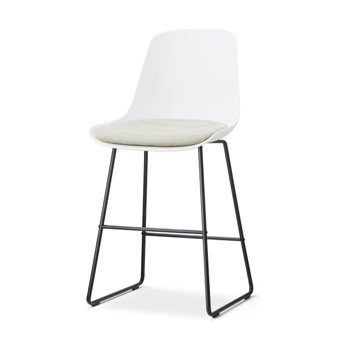 Nolon Nino-Liv barkruk wit met naturelbeige zitkussen - zwart