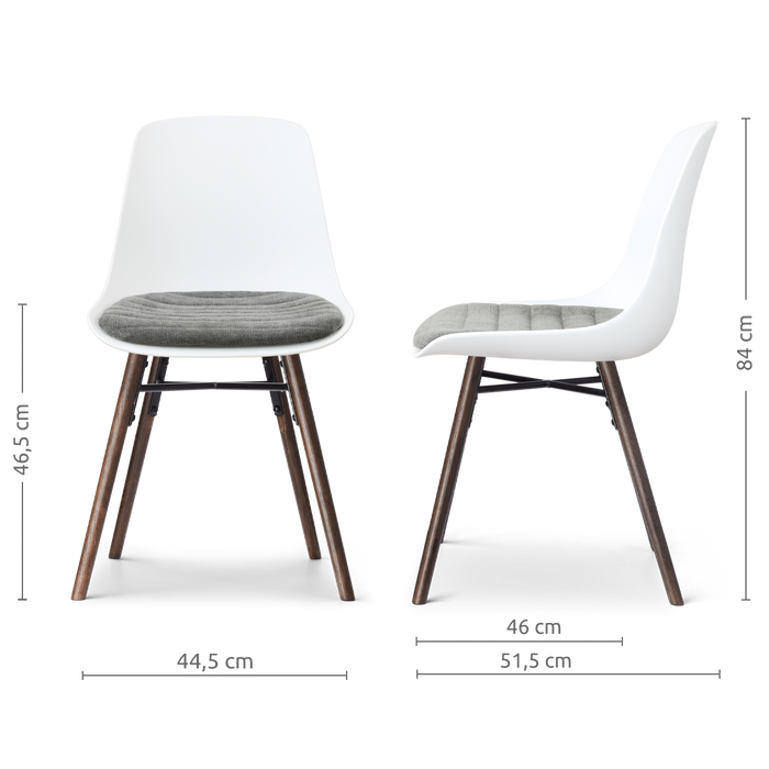 Nolon Nena-Liv eetkamerstoel wit met zeegrijs zitkussen - walnoot