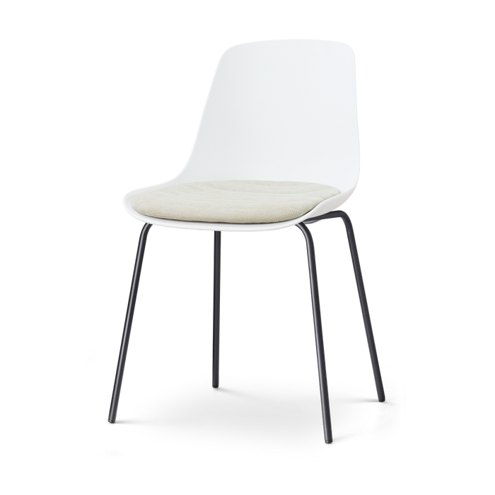 Nolon Nora-Liv eetkamerstoel wit met naturelbeige zitkussen - zwart