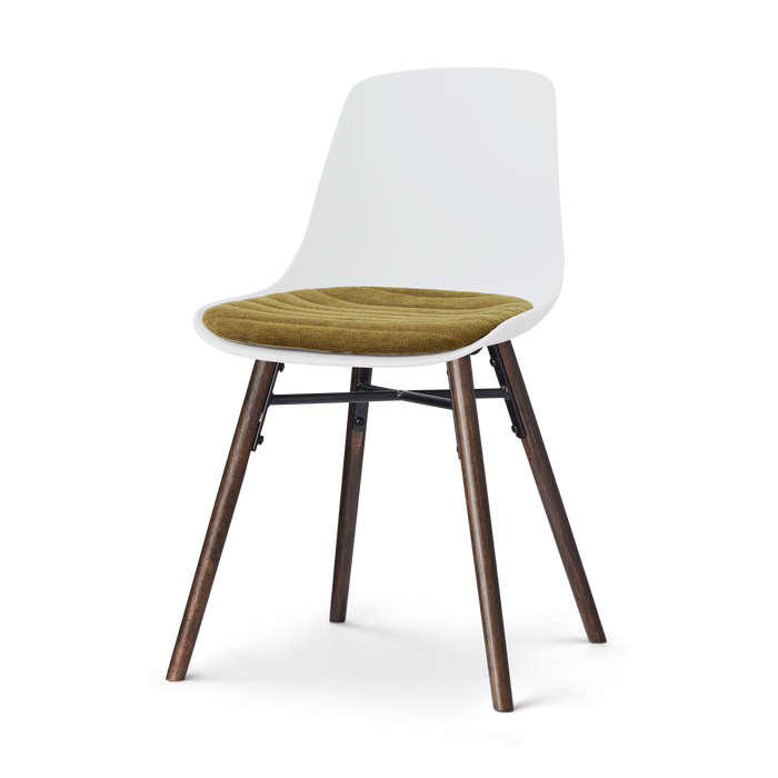 Nolon Nena-Liv eetkamerstoel wit met mosgroen zitkussen - walnoot