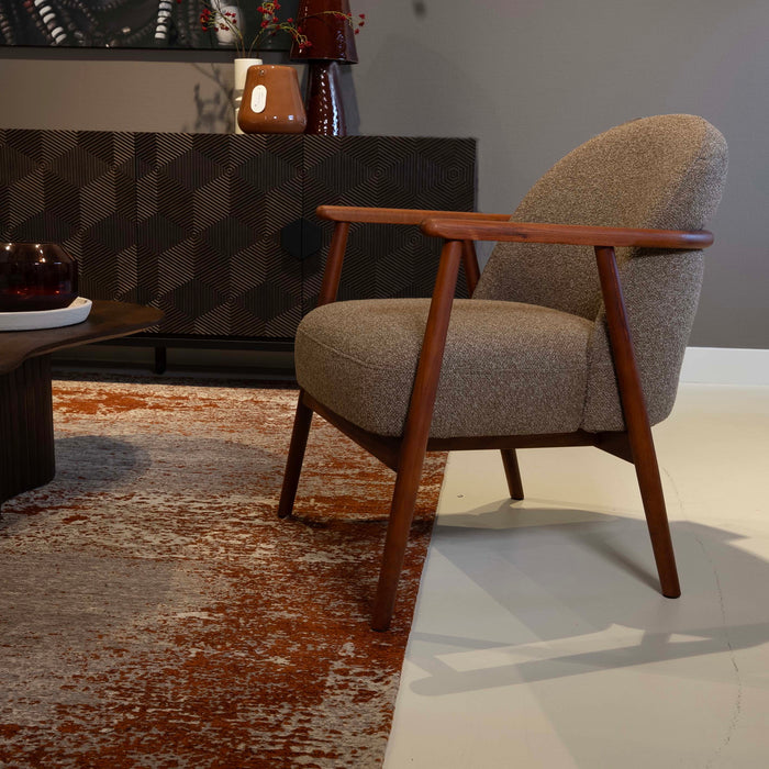 DÉJA Living - Fauteuil - Taupe Stof|Walnoot - 65x72x81cm - Skövde