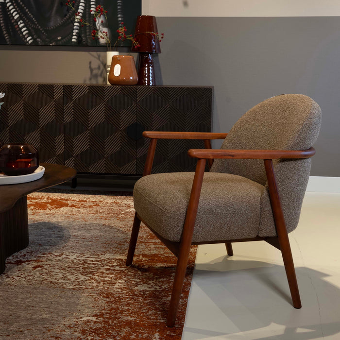 DÉJA Living - Fauteuil - Taupe Stof|Walnoot - 65x72x81cm - Skövde