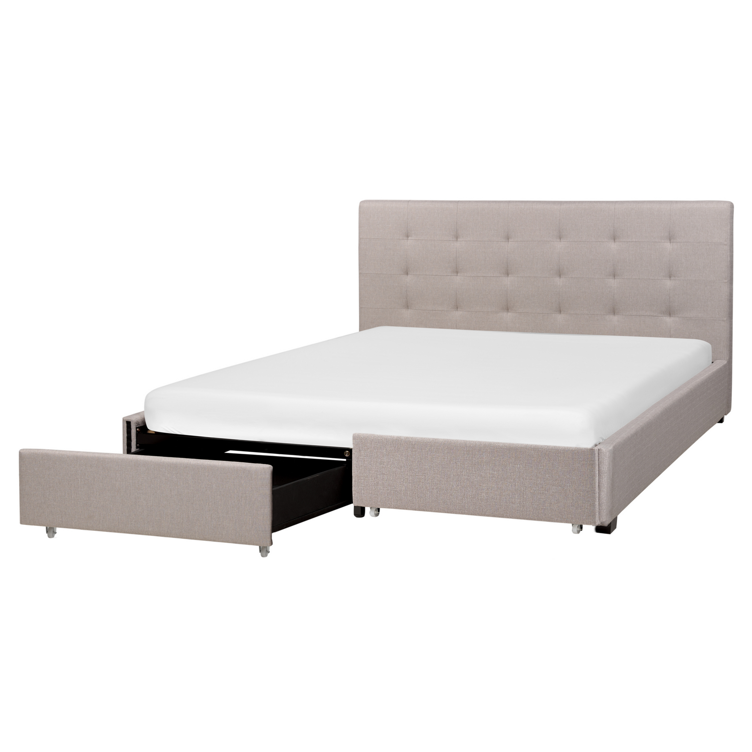 Beliani-ROCHELLE-Tweepersoonsbed-Lichtgrijs-160 x 200 cm-Polyester