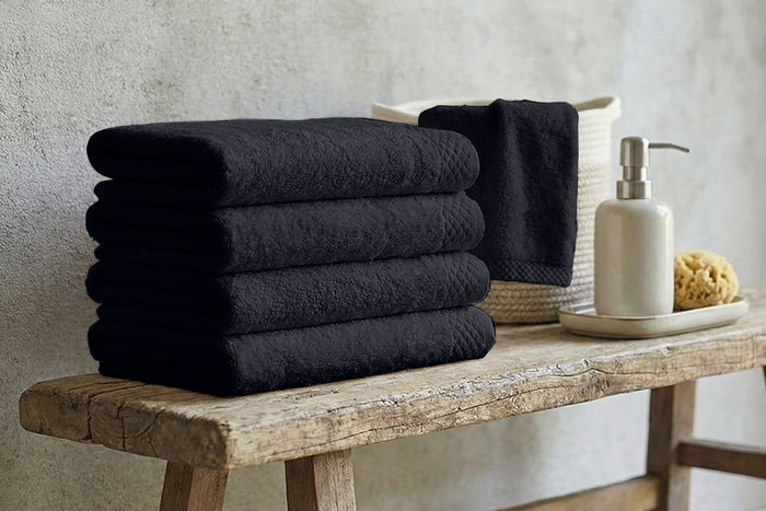 Eleganzzz Badstof Badlaken 100% Katoen 70x140cm - black - Set van 12