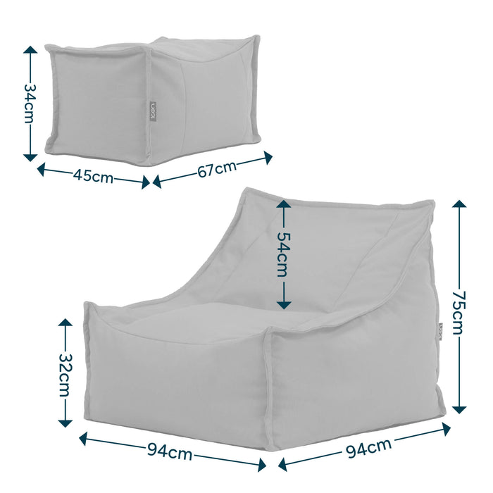 icon Alto Zitzak Fauteuil met Poef - Olefin Binnen en Buiten - Oranje