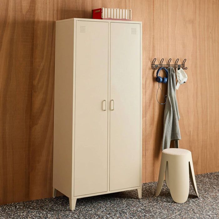 sweeek - Industriële metalen kledingkast 2 deuren, 4 planken, 1