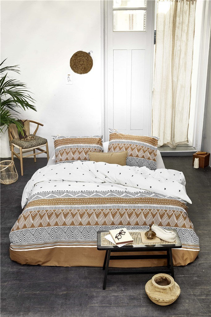 Walra - Dekbedovertrek Ikat Dreams - 240x220 - Wit | Cognac
