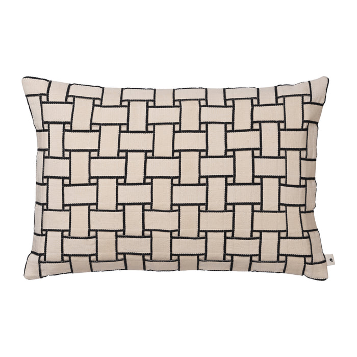 Ferm Living Lattice Kussenhoes - Rechthoekig - Off-White / Black