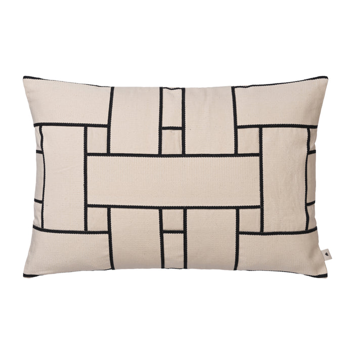 Ferm Living Lattice Offset Kussenhoes - Rechthoekig - Off-White / Black