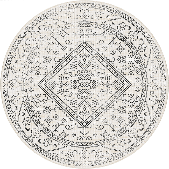 Rond buitenkleed Nova zwart|wit - Interieur05 - 240 x 240 cm