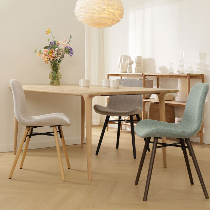 Nolon Nena-Fé Eetkamerstoel Rib Beige - Walnoot Houten Onderstel