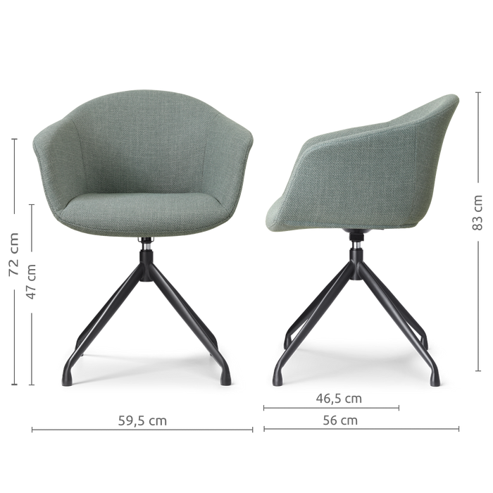 Nolon Nola-Otis Draaibare Eetkamerstoel Saliegroen - Zwart Onderstel
