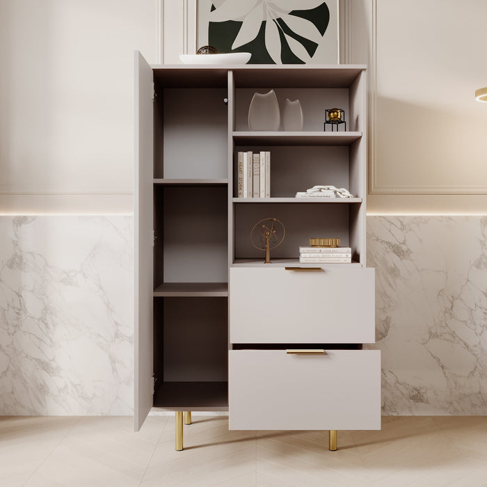 Meubella - Vitrinekast Nicola - Beige - 80 cm - Laag