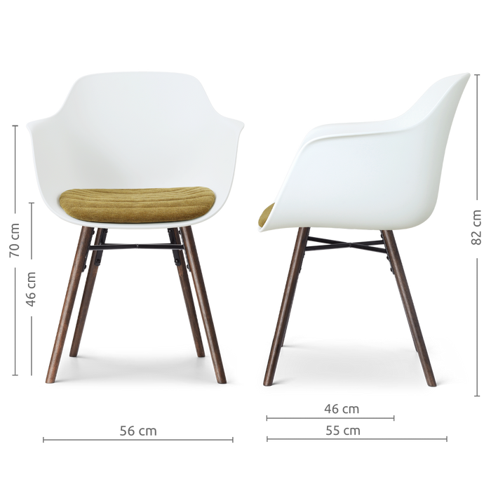 Nolon Nena-Liz Eetkamerstoel Wit met Mosgroen Zitkussen - Walnoot