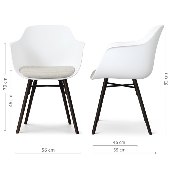 Nolon Nena-Liz Eetkamerstoel Wit met Naturelbeige Zitkussen Zwarte