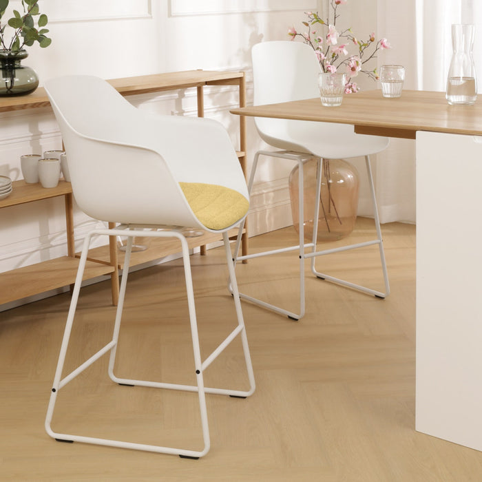 Nolon Nino-Liz barkruk wit met warm oker zitkussen - wit onderstel -