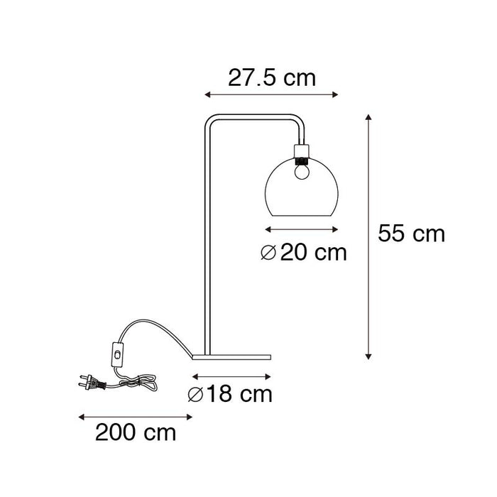 QAZQA Moderne tafellamp zwart met smoke kap - Maly