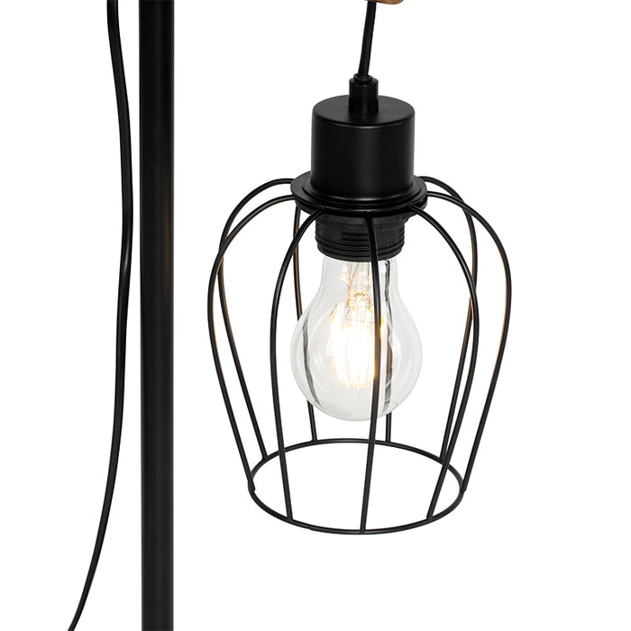 QAZQA Landelijke tafellamp zwart met hout - Stronk