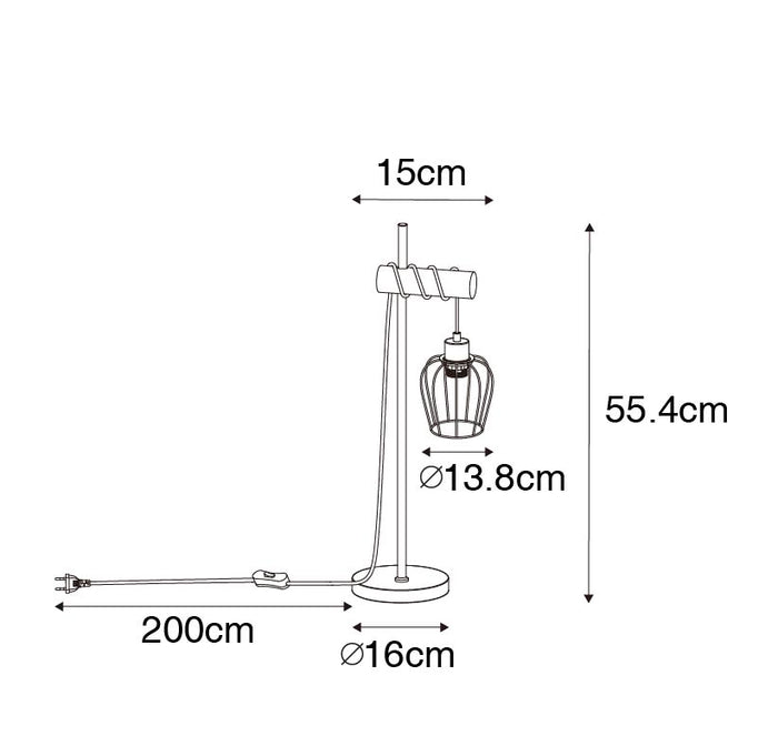 QAZQA Landelijke tafellamp zwart met hout - Stronk