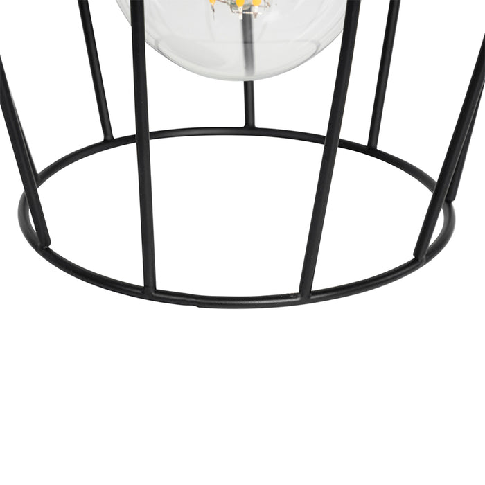 QAZQA Landelijke tafellamp zwart met hout - Stronk