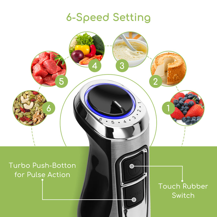 Aigostar Buckle 30IGS - Staafmixer set 1000 Watt - RVS