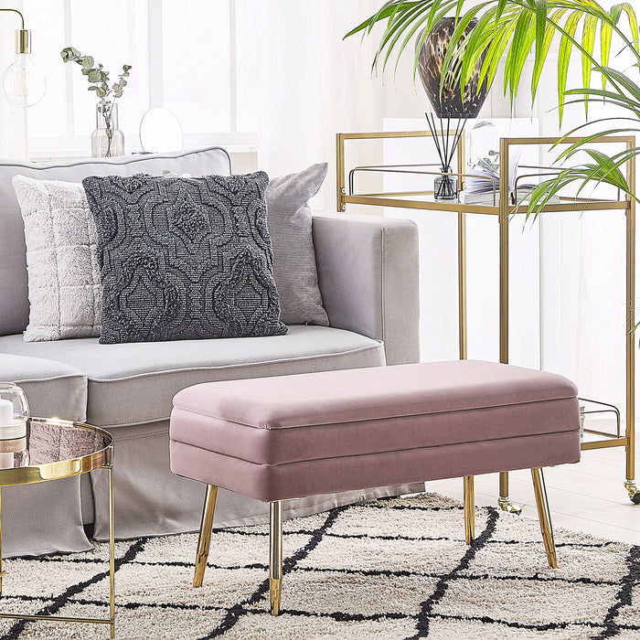 Beliani - DURHAM - Hocker - Roze - Fluweel