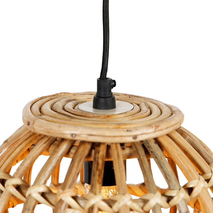 QAZQA Landelijke hanglamp bamboe langwerpig 3-lichts - Canna