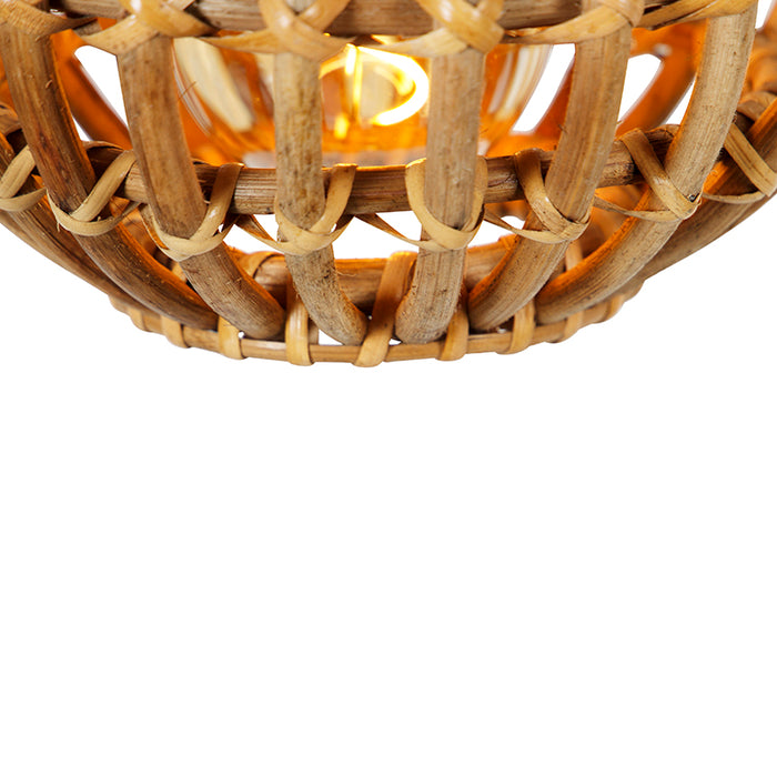 QAZQA Landelijke hanglamp bamboe langwerpig 3-lichts - Canna