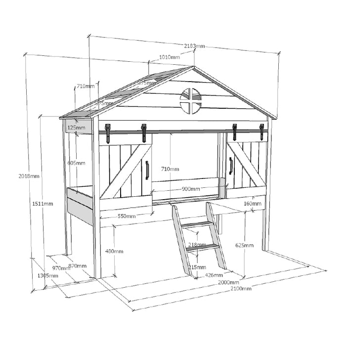 Vipack Barnie Halfhoogslaper - 90 x 200 cm