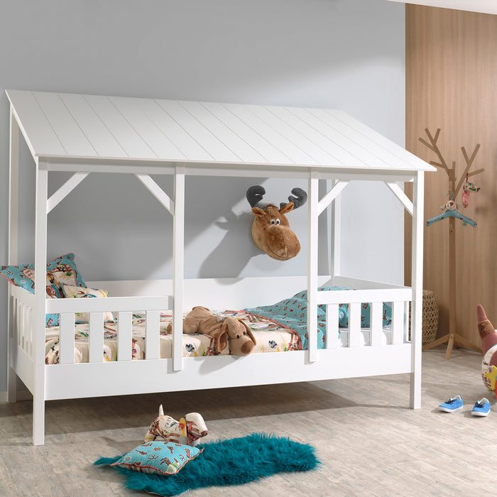 Vipack Housebed Bed met Dak 90 x 200 cm - Wit