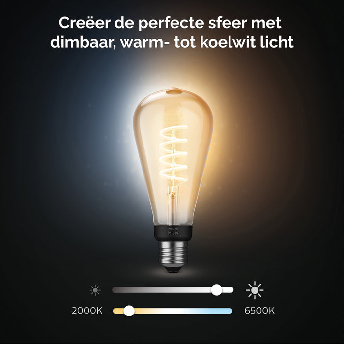 Philips Hue Filament Edisonlamp - E27 - Ø 7,2 cm