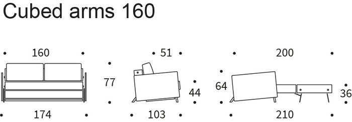 Innovation Cubed met Armleuning 160 Slaapbank Grijs