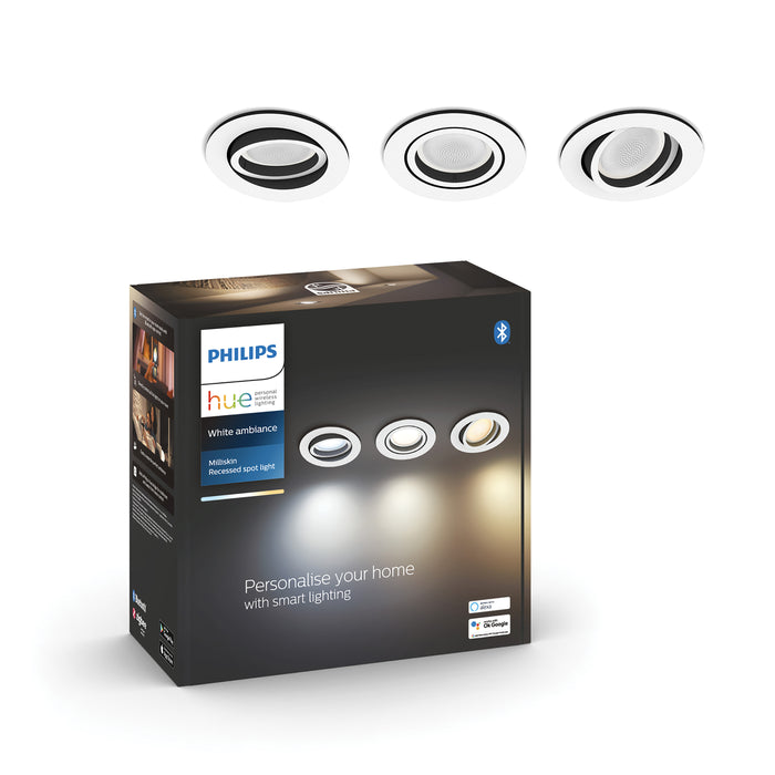 Philips Hue White Ambiance Milliskin Inbouwspot - GU10 - 3-pack