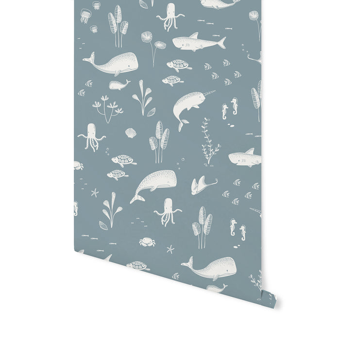 Little Dutch Ocean Blue Behang Kinderkamer - Dieren - 10mx53cm - Blauw