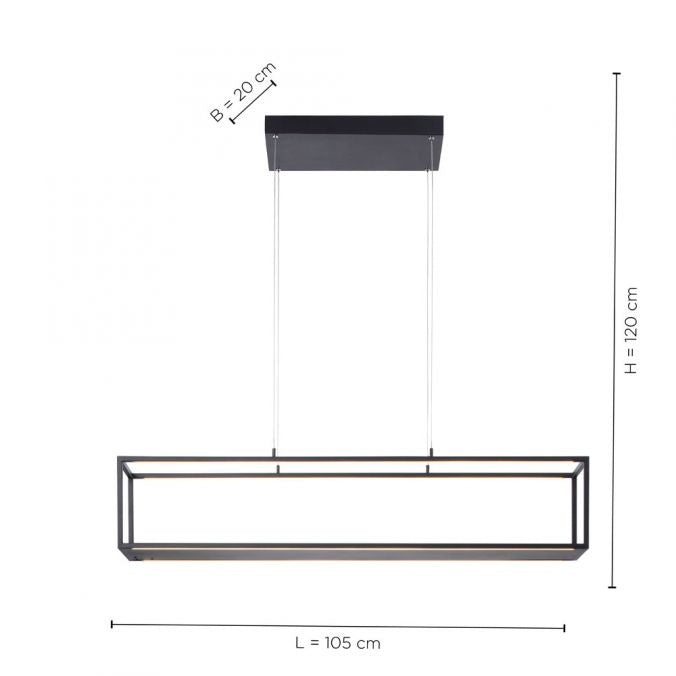 Paul Neuhaus Hanglamp Contura Zwart 105cm incl. Dimmer