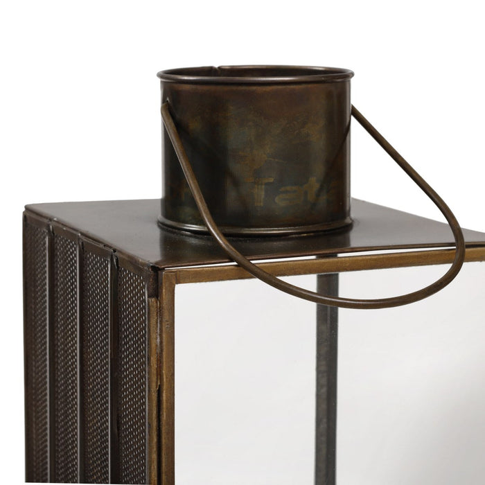 PTMD Erisha Rechthoekige Lantaarn - 52x15x15 cm - Metaal|Glas - Zwart